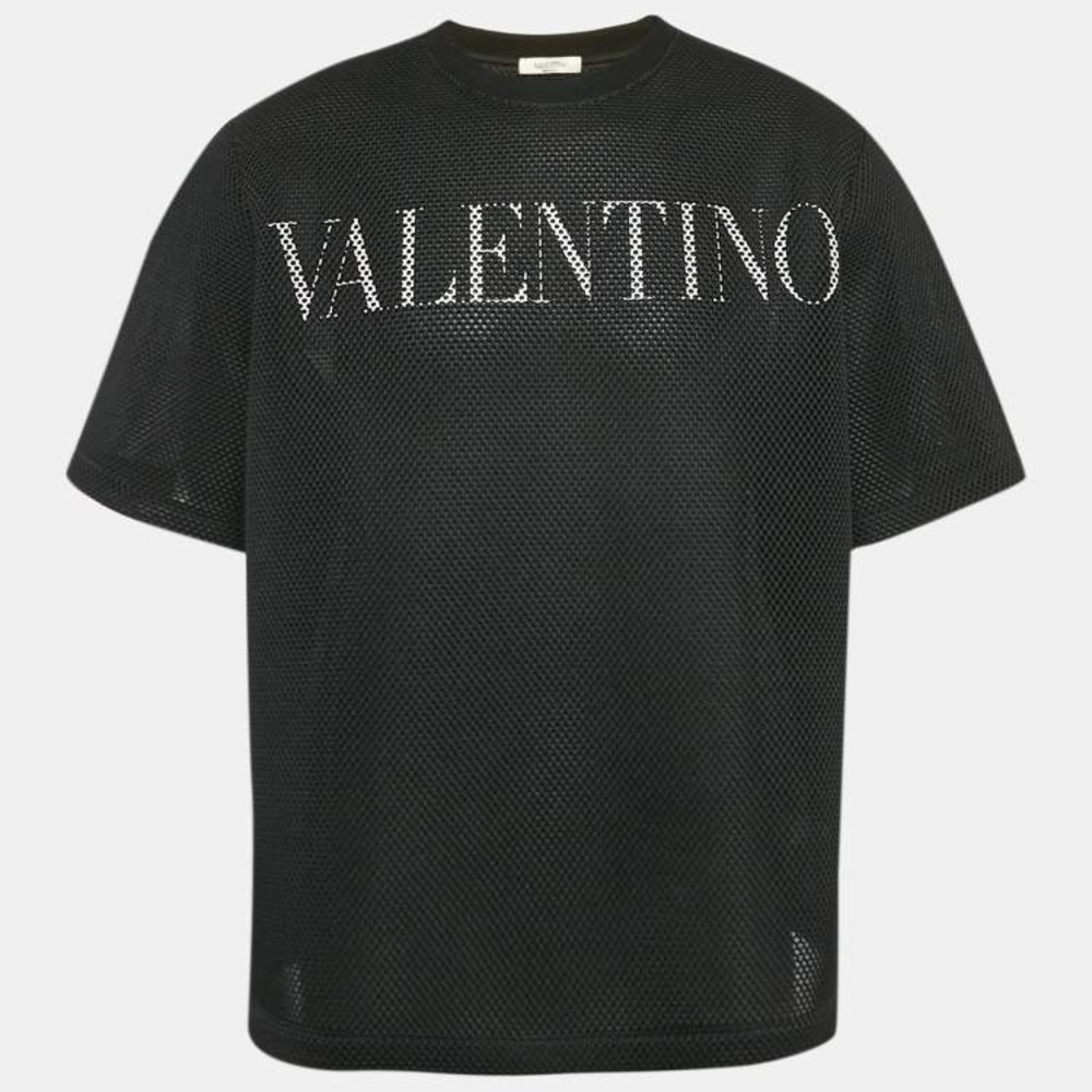 Valentino Black Mesh Men's Shirt Small Oversized